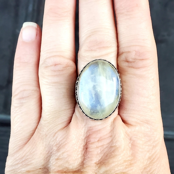 New Stunning Rainbow Dichroic Glass 925 Silver Ring. - Picture 9 of 12